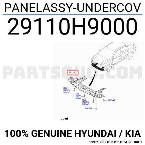 Genuine Kia Under Cover 29110-H9000