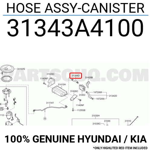 HOSE ASSY-CANISTER 31343A4100 | Hyundai / KIA Parts | PartSouq