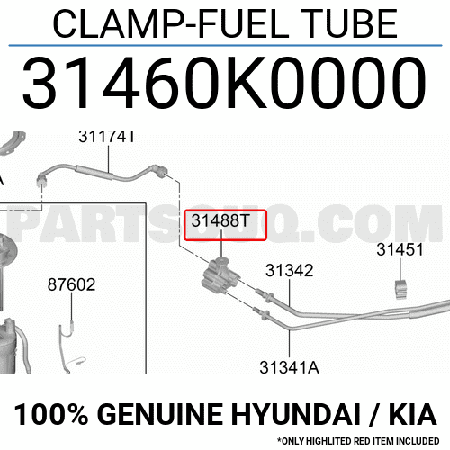 CLAMP-FUEL TUBE 31460K0000 | Hyundai / KIA Parts | PartSouq