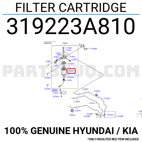 Filtro de Combustible Hyundai 319222E900 - DTPARTS