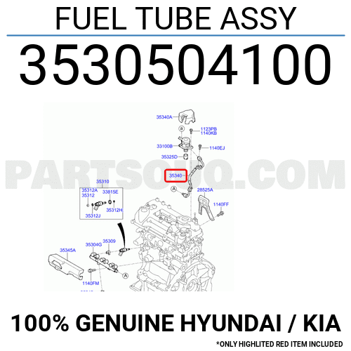 FUEL TUBE ASSY 3530504100 | Hyundai / KIA Parts | PartSouq