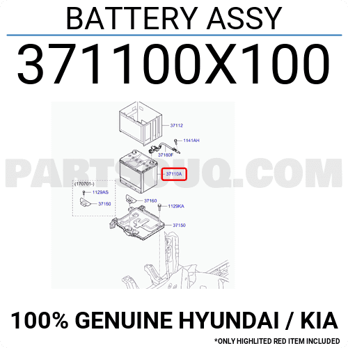 BATTERY ASSY 371100X100 Hyundai KIA Parts PartSouq
