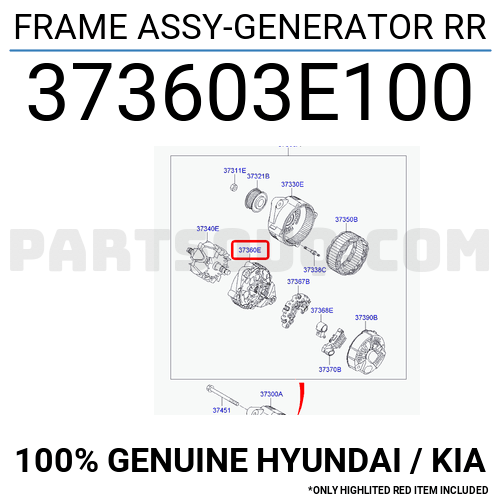 Genuine Hyundai 37360-3E100 Generator Frame Assembly Rear