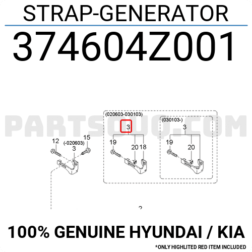 STRAP ASSY-ALT 374604Z002 | Hyundai / KIA Parts | PartSouq