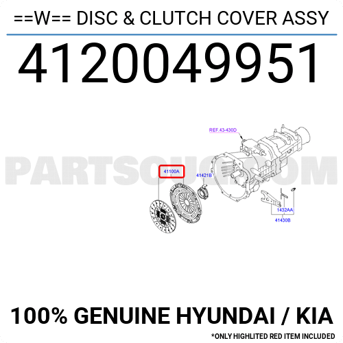 Wu003du003d DISC u0026 CLUTCH COVER ASSY 4120049951 | Hyundai / KIA Parts | PartSouq