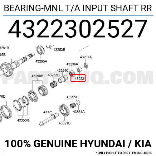 BEARING-MNL T/A INPUT SHAFT RR 4322302527 | Hyundai / KIA Parts | PartSouq
