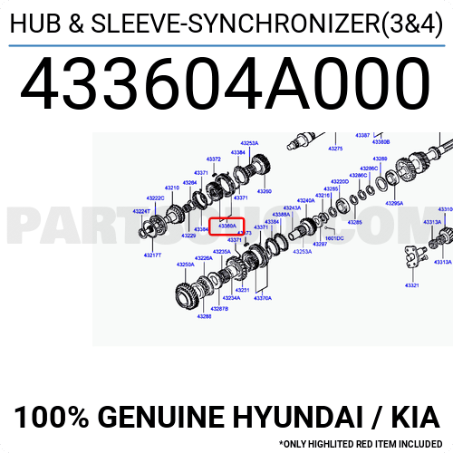 433604A000 Hyundai / KIA HUB & SLEEVE-SYNCHRONIZER(3&4)