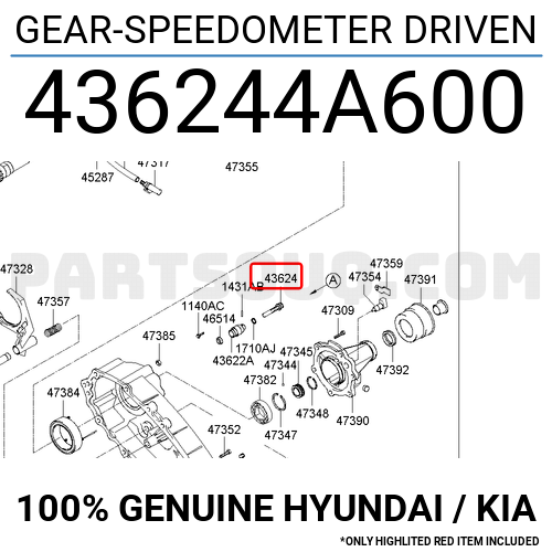 Gear Speedometer Driven 436244a600 Hyundai Kia Parts Partsouq