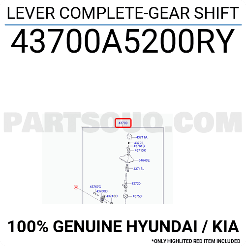 LEVER COMPLETE-GEAR SHIFT 43700A5200RY | Hyundai / KIA Parts | PartSouq