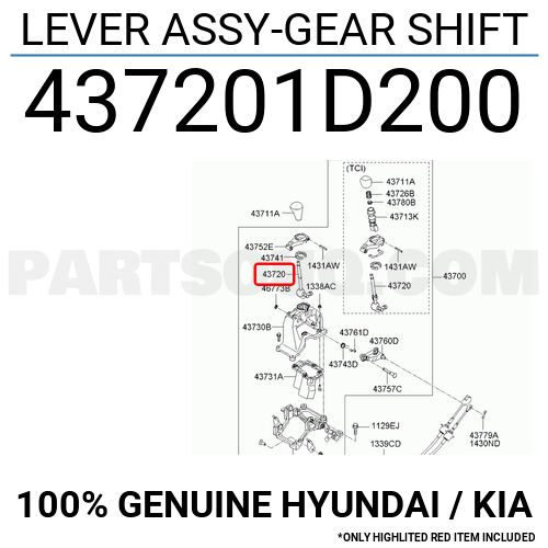 LEVER ASSY-GEAR SHIFT 437201D200 | Hyundai / KIA Parts | PartSouq