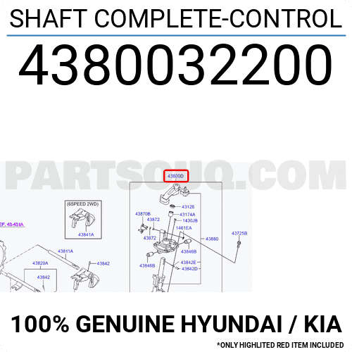 SHAFT COMPLETE-CONTROL 4380032200 | Hyundai / KIA Parts | PartSouq
