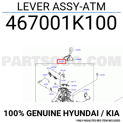 LEVER ASSY-ATM 467001K100 | Hyundai / KIA Parts | PartSouq
