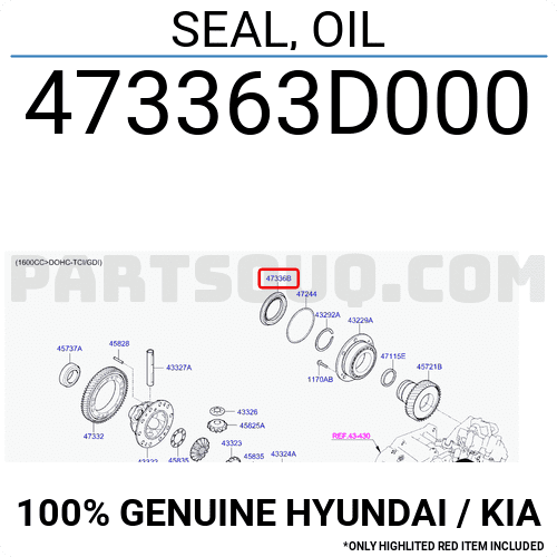 SEAL, OIL 473363D000 | Hyundai / KIA Parts | PartSouq