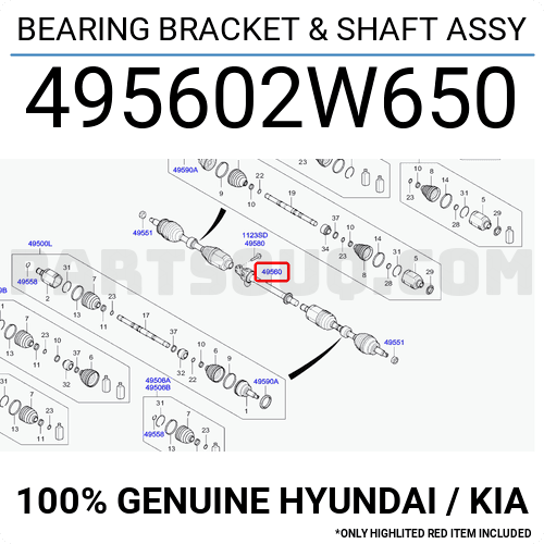 BEARING BRACKET & SHAFT ASSY 495602W650 | Hyundai / KIA Parts | PartSouq