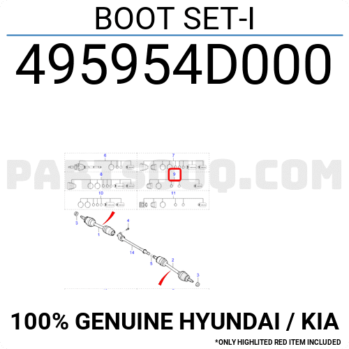 BOOT SET-I 495954D000 | Hyundai / KIA Parts | PartSouq