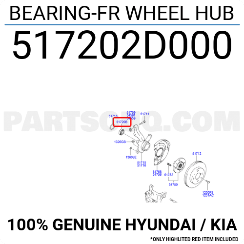 BEARING-FR WHEEL HUB 517202D100 | Hyundai / KIA Parts | PartSouq