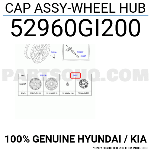 OEM Hyundai Wheel Center Cap – 20-Inch – Fits IONIQ 5 2022+ – 52960-GI200 – Made In Korea