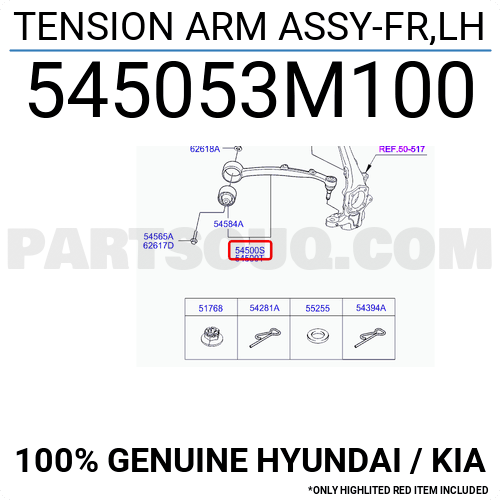 TENSION ARM ASSY-FR,LH 545053M100 | Hyundai / KIA Parts | PartSouq