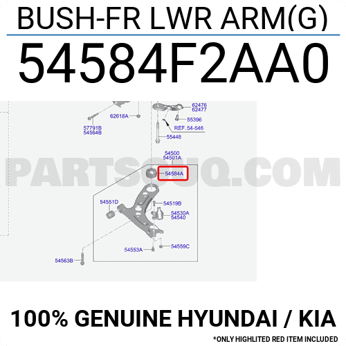 54584a BUSH-FR LWR ARM(G) 54584F2AA0 | Hyundai / KIA Parts | PartSouq