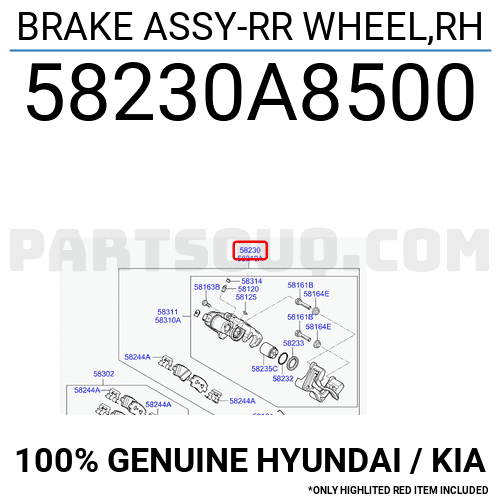 BRAKE ASSY-RR WHEEL,RH 58230A8500 | Hyundai / KIA Parts | PartSouq