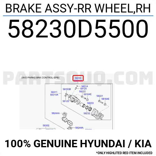 BRAKE ASSY-RR WHEEL,RH 58230D5500 | Hyundai / KIA Parts | PartSouq