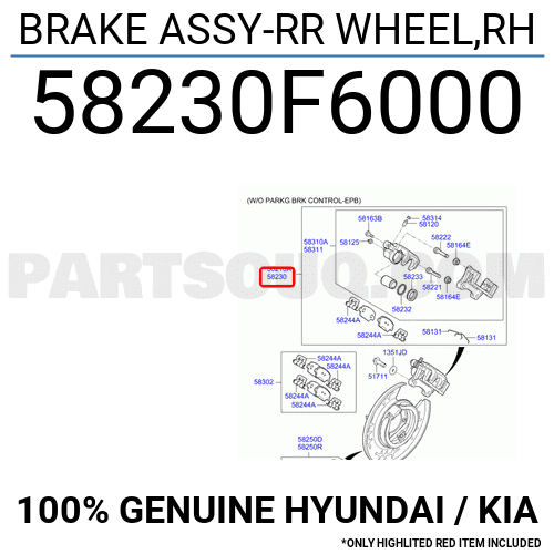 BRAKE ASSY-RR WHEEL,RH 58230F6000 | Hyundai / KIA Parts | PartSouq
