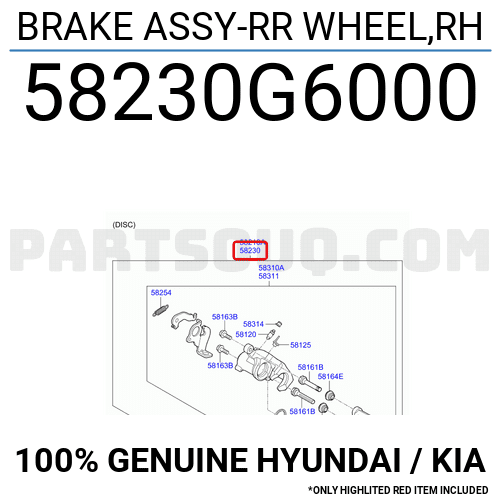 BRAKE ASSY-RR WHEEL,RH 58230G6000 | Hyundai / KIA Parts | PartSouq