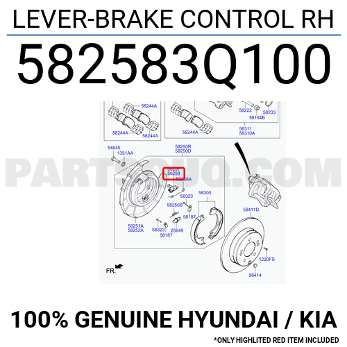 Genuine Hyundai 58258-33300 Brake Control Lever Right 