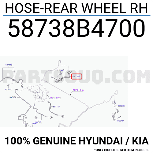 HOSE-REAR WHEEL RH 58738B4700 | Hyundai / KIA Parts | PartSouq