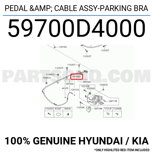 PEDAL & CABLE ASSY-PARKING BRA 59700D4000 | Hyundai / KIA Parts | PartSouq