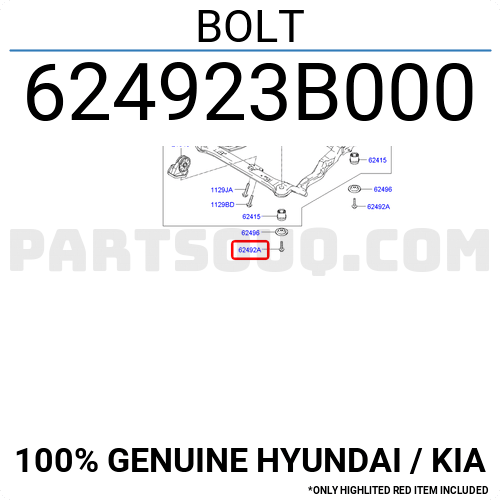 Genuine Hyundai 62492-4D500 Bolt