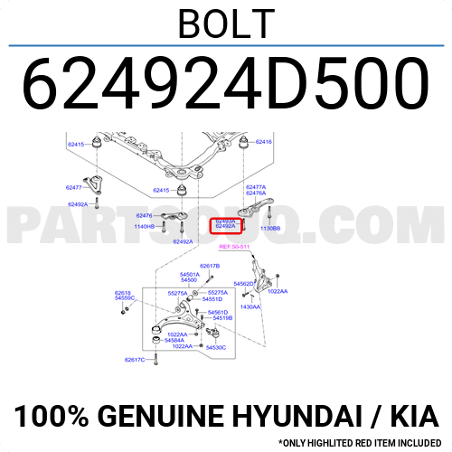 Genuine Hyundai 62492-4D500 Bolt
