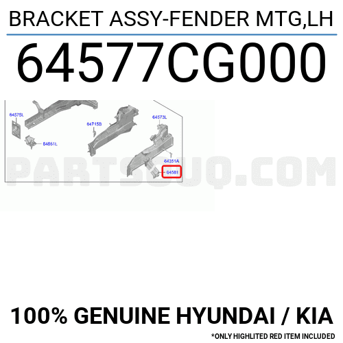 BRACKET ASSY-FENDER MTG,LH 64577CG000 | Hyundai / KIA Parts | PartSouq