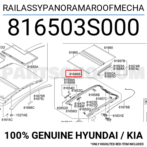 RAILASSYPANORAMAROOFMECHA 816503S000 | Hyundai / KIA Parts | PartSouq