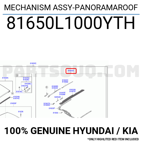 MECHANISM ASSY-PANORAMAROOF 81650L1000YTH | Hyundai / KIA Parts | PartSouq