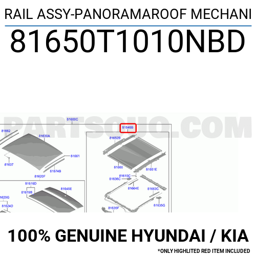 RAIL ASSY-PANORAMAROOF MECHANI 81650T1010NBD | Hyundai / KIA Parts ...