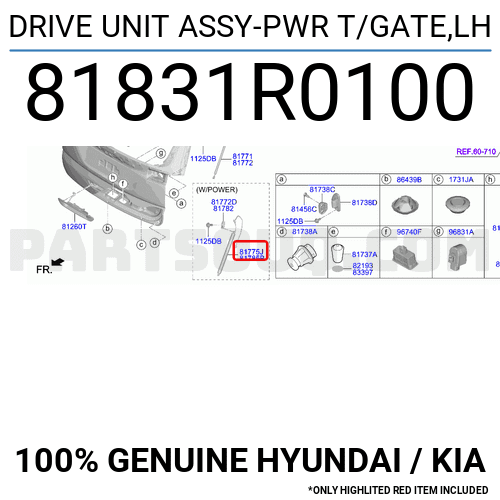 DRIVE UNIT ASSY-PWR T/GATE,LH 81831R0100 | Hyundai / KIA Parts | PartSouq