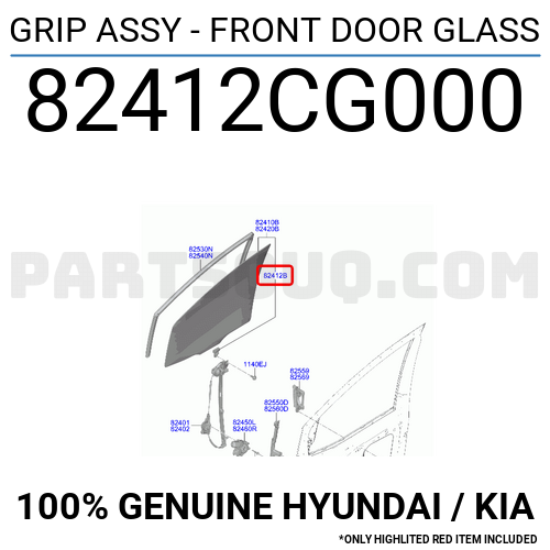 GRIP ASSY - FRONT DOOR GLASS 82412CG000 | Hyundai / KIA Parts | PartSouq