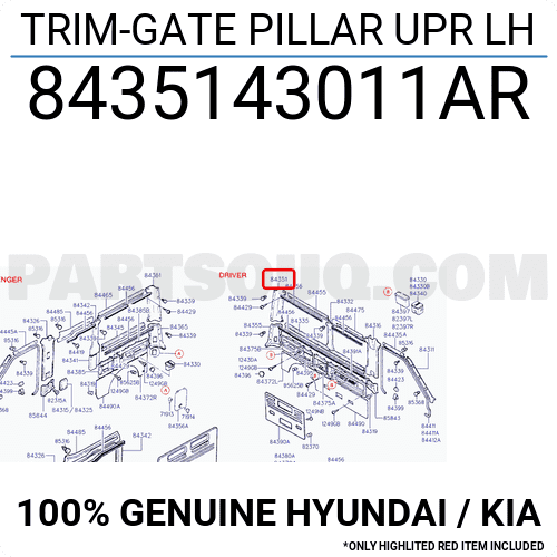 TRIM-GATE PILLAR UPR LH 8435143011AR | Hyundai / KIA Parts | PartSouq