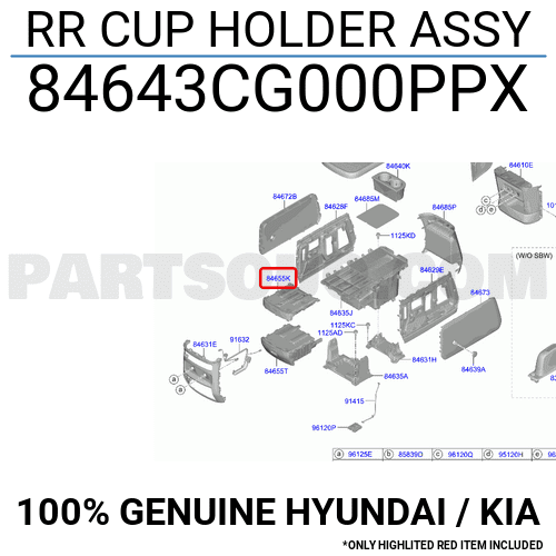 RR CUP HOLDER ASSY 84643CG000PPX | Hyundai / KIA Parts | PartSouq