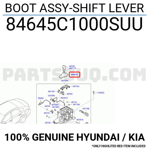 BOOT ASSYSHIFT LEVER 84645C1000SUU Hyundai / KIA Parts PartSouq