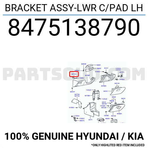 BRACKET ASSY-LWR C/PAD LH 8475138790 | Hyundai / KIA Parts | PartSouq