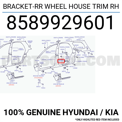 BRACKET-RR WHEEL HOUSE TRIM RH 8589929601 | Hyundai / KIA Parts | PartSouq
