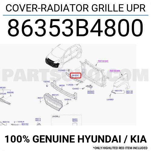 COVER-RADIATOR GRILLE UPR 86353B4800 | Hyundai / KIA Parts | PartSouq