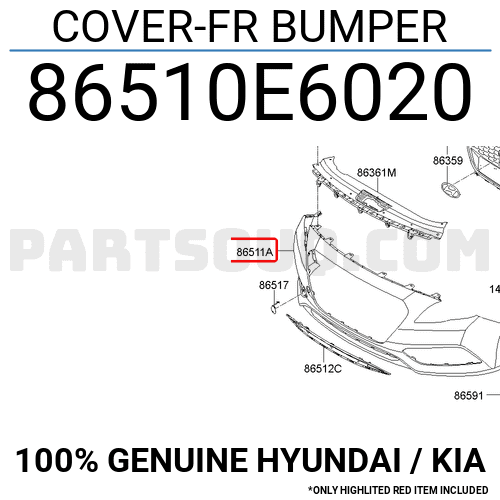 COVER-FR BUMPER 86510E6020 | Hyundai / KIA Parts | PartSouq