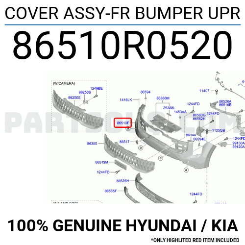COVER ASSY-FR BUMPER UPR 86510R0520 | Hyundai / KIA Parts | PartSouq