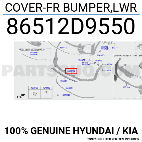 86512D9550 Hyundai / KIA COVER-FR BUMPER,LWR