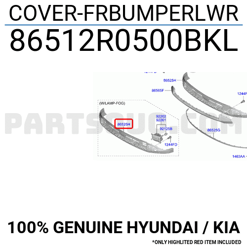 COVER-FRBUMPERLWR 86512R0500BKL | Hyundai / KIA Parts | PartSouq