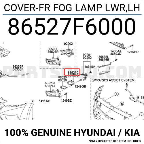 COVER-FR FOG LAMP LWR,LH 86527F6000 | Hyundai / KIA Parts | PartSouq