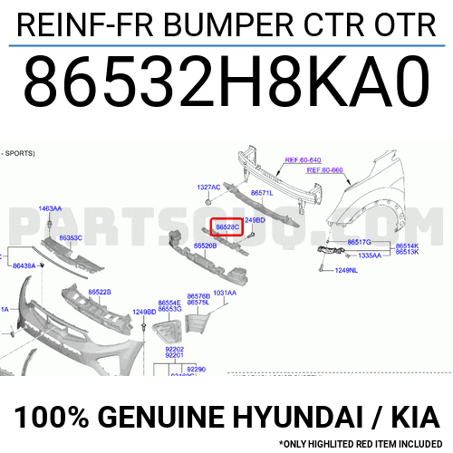 REINF-FR BUMPER CTR OTR 86532H8KA0 | Hyundai / KIA Parts | PartSouq
